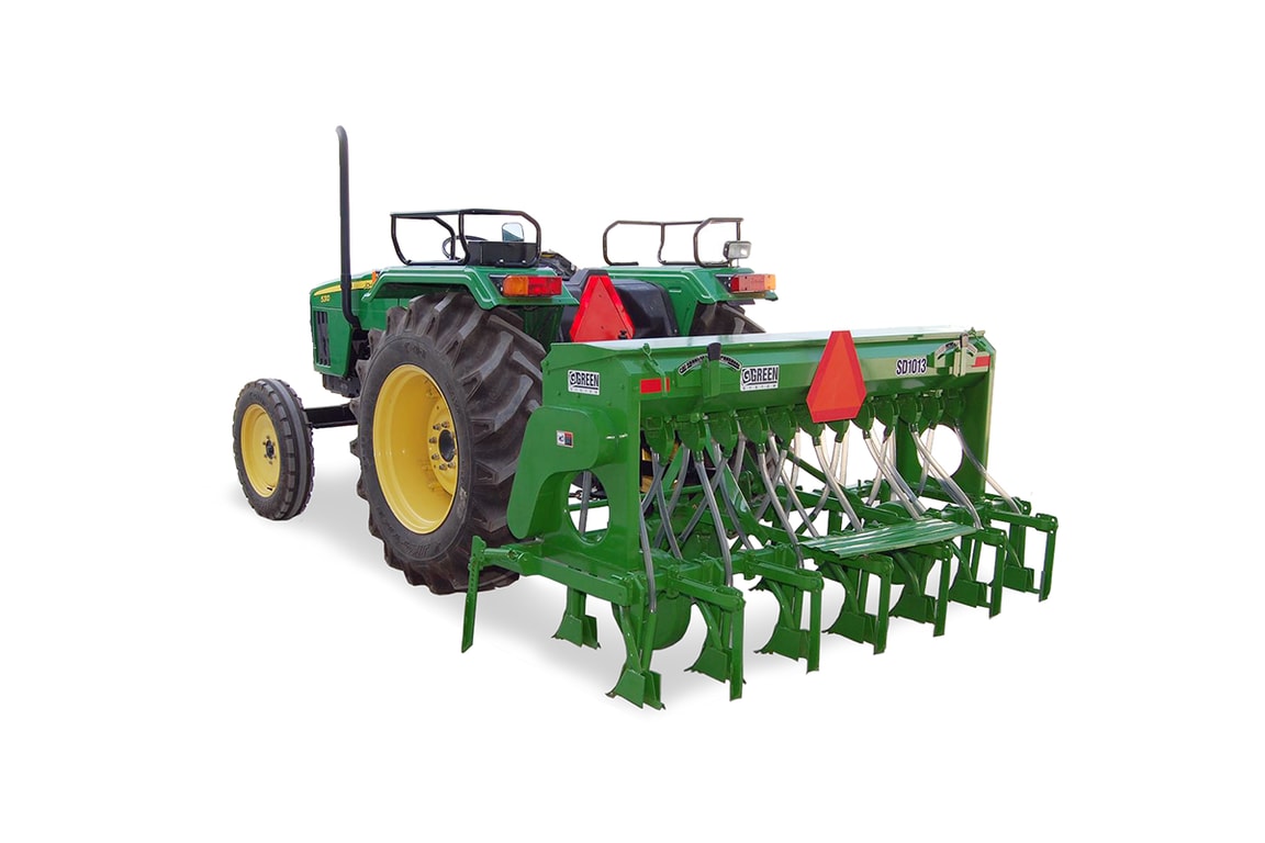 Modern seed drill machine at agricultural exhibition